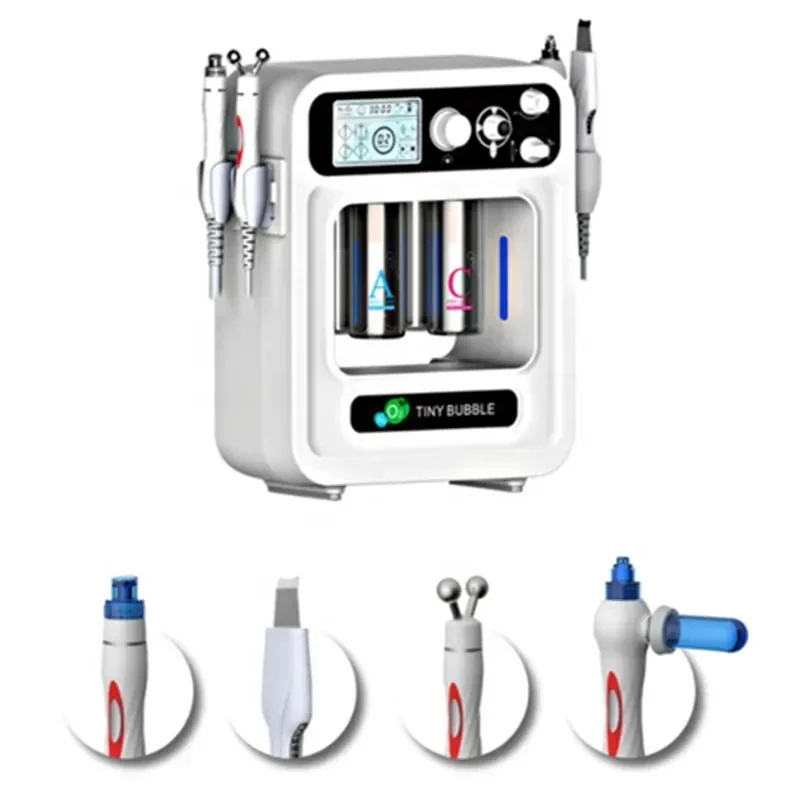 4 IN 1 Aqua Jet Peel Spa ออกซิเจน Infusion H2O2 AquaSure เครื่องขัดผิว Tiny BUBBLE Dermabrasion Facial Machine