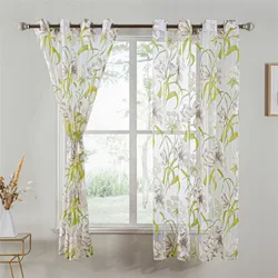 1 Piece Flowers print Short Curtain for Kitchen Bedroom Living Room Semi Sheer Curtain Cabinet Small Window Curtain Panels