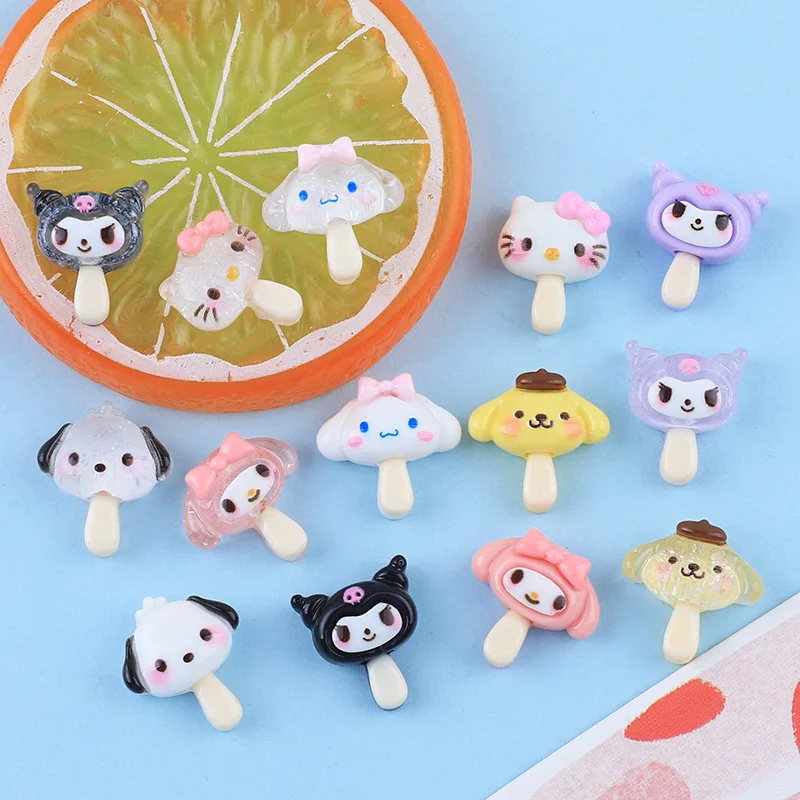 

100pcs Kawaii Cartoon Sanrio Series Ice Cream Resin Flatback Scrapbook Figurine DIY Jewelry Hairpin Decoration Crafts Accessory