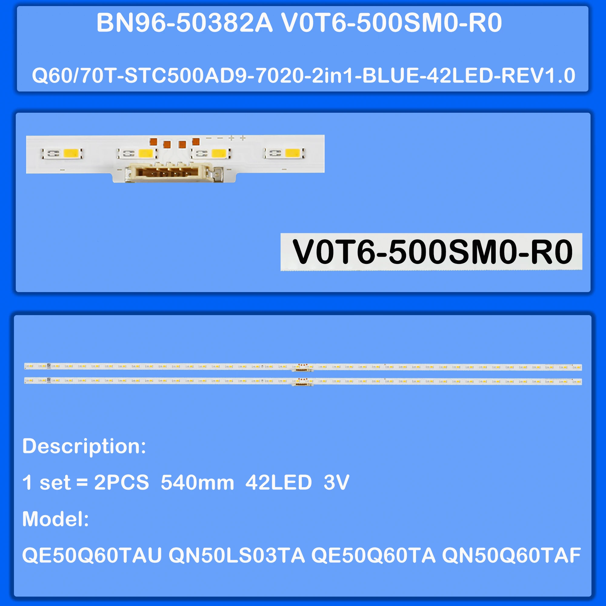 

Лента светодиодной подсветки для UN50TU700DF H50QMRABGCXZA LH50QMREBGCXZA QN50Q6DTAF QE50Q64TA QA50Q60TA QE50LS03TAU QE50Q75TAT