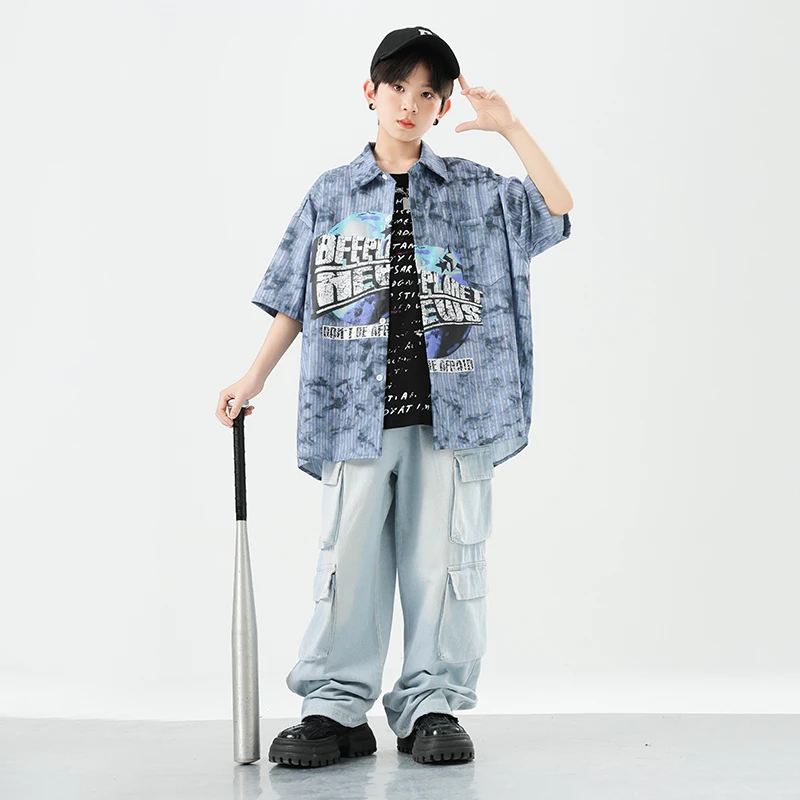 เด็กStreetwearเสื้อผ้าเด็กHip Hopหลวมเสื้อกางเกงเสื้อผ้าชุดสาวK-Popเด็กHip Hop Street Dance Coat