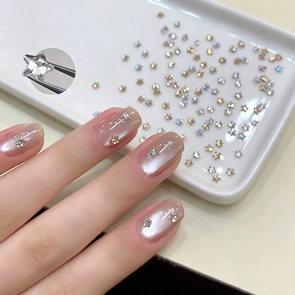 30/50 Stück Funkelnde 3mm Mini-Stern-Zirkonia-Nagelsteine, klare, rosa, rote, blaue Sterne, Diamant-Nagelsteine, flache Nageldekoration, 1€ – Detail 8