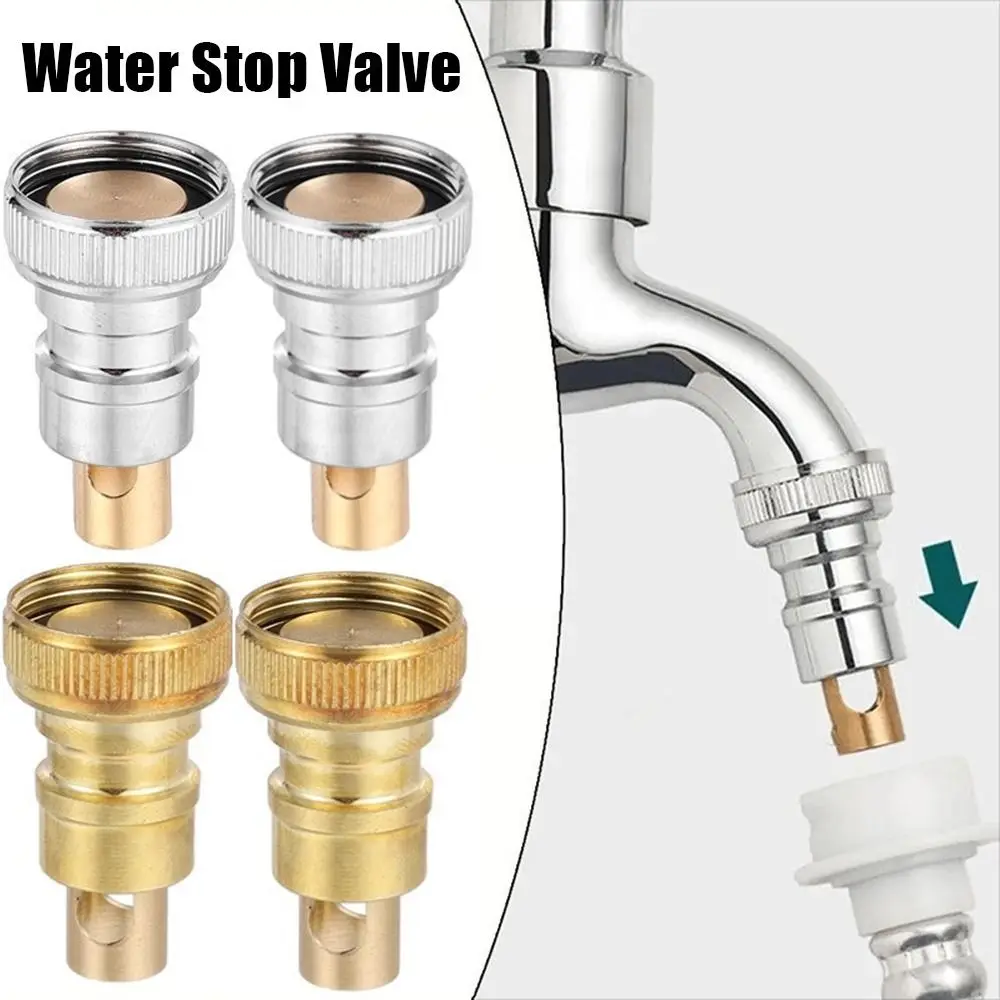 1Pcs Water Tube Connector Water Stop Valve Copper Inner Core Anti Falling Faucet Nozzle 1/2 Inch Home Garden