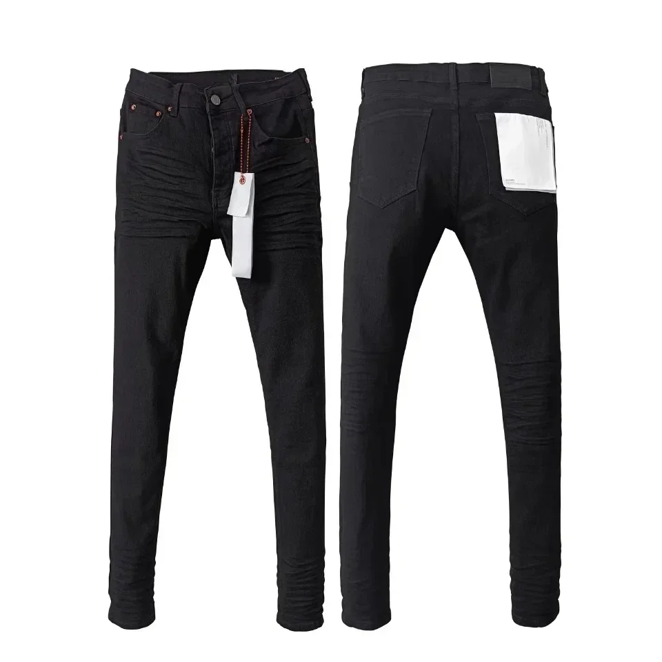 

Top quality Purples Men Jeans hipster High street vintage slashed loose edge wind men's black straight brands jeans pants