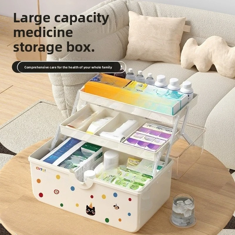 

Настольный портативный трехслойный прозрачный контейнер для хранения лекарств с крышкой, многофункциональный креативный органайзер для медикаментов