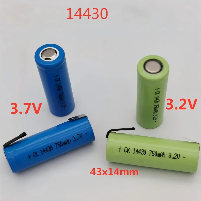 2pcs 14430 750mAh 3.2V 3.7V Shaver Charger Lithium Battery