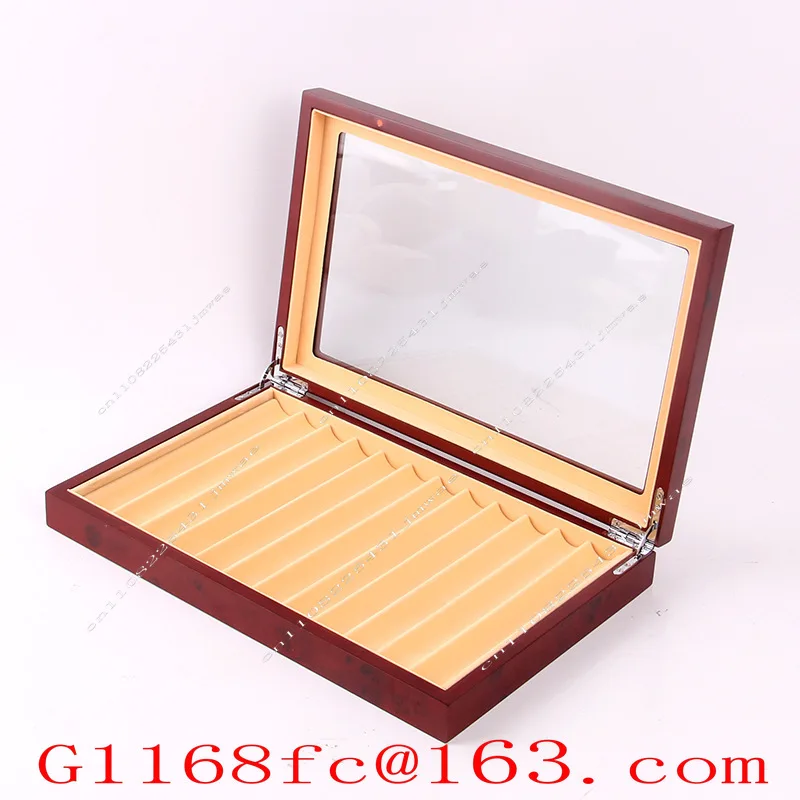 Wooden Pen Display Box, 78 Pen Capacity, Pen Storage Box with Transparent Window