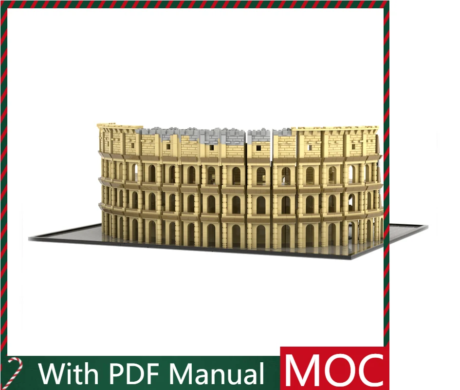 

6544 шт. MOC бежевый Колизей модель здания модульный набор «сделай сам» строительные блоки детская сборка дисплей игрушки фестиваль подарок-сюрприз