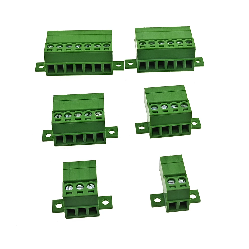 10PCS Pitch 3.81mm Aerial Butt Type Screw Terminal Block Connector With Installation Fixing Holes 2P-12P for 28-16AWG