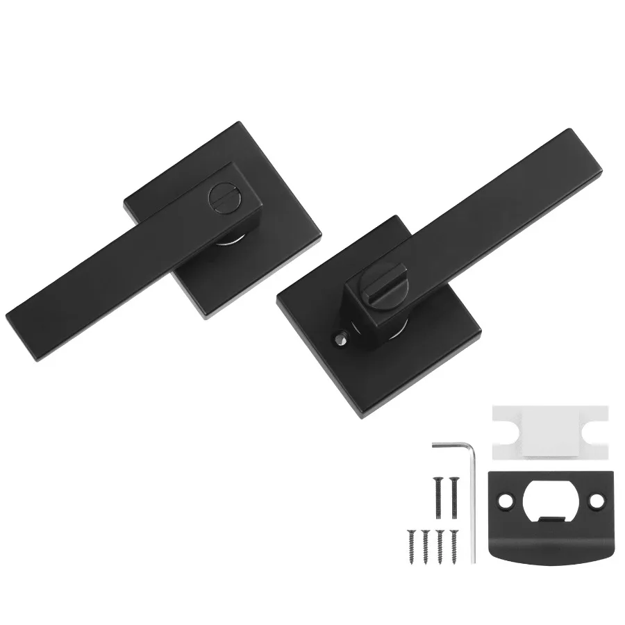 

Privacy Door Handle, 10 Pack Matte Black Door Lever, Left or Right Handing Reversible Lever with Keyless Lock, 45 Rotation to O