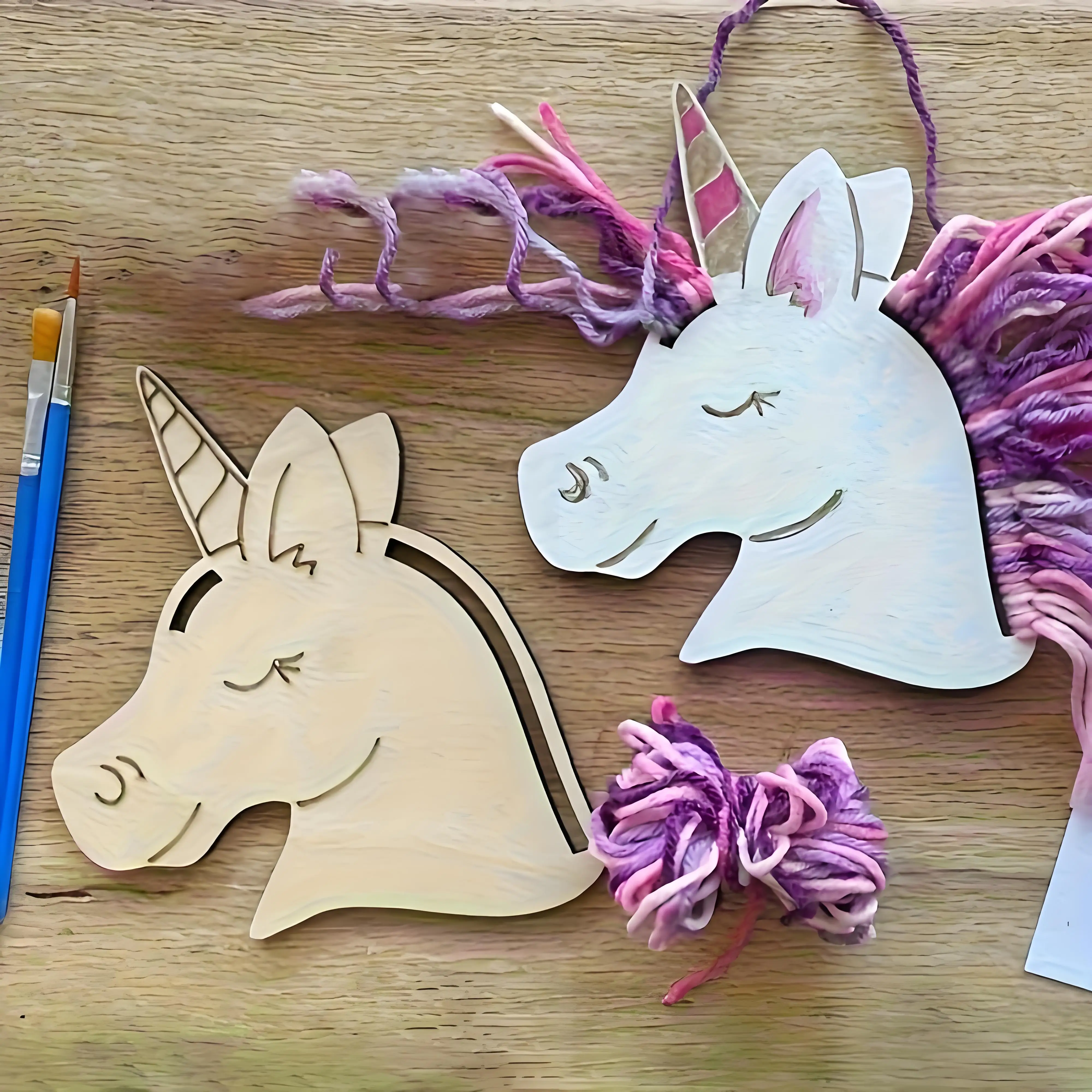 20Pc 나무 유니콘 공예 미완성 나무 유니콘 컷 아웃 나무 유니콘 교수형 장식품 DIY 유니콘 공예 선물 태그