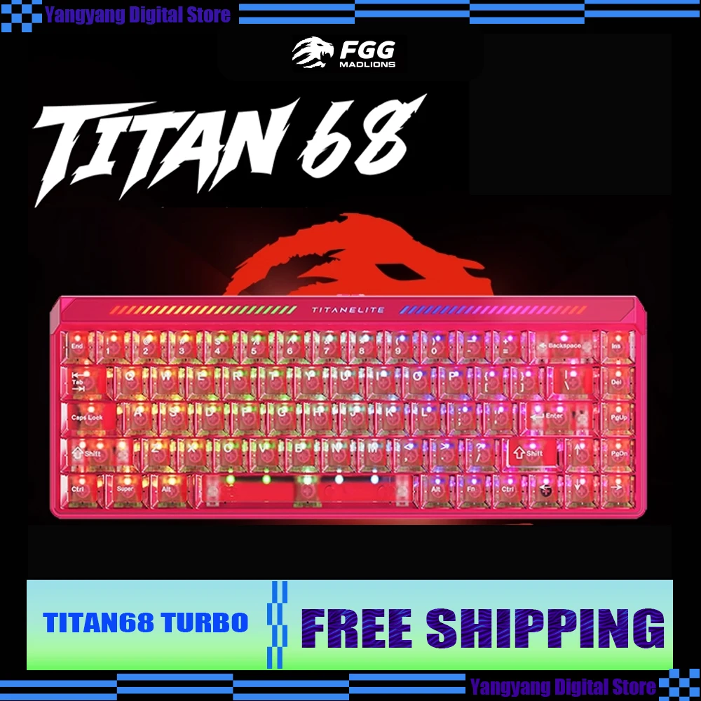 

FGG Madlions TITAN68 Turbo ESports Hall Effect Keyboard Wired Magnetic Switch Gaming Keyboard 8000Hz RT0.001mm PC Accessories
