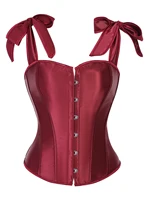 Corsé sin tirantes ajustable con doble correa para el hombro halter de color sólido satinado para mujer