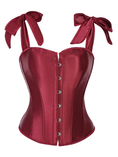 Imagen 1 del producto Corsé sin tirantes ajustable con doble correa para el hombro halter de color sólido satinado para mujer