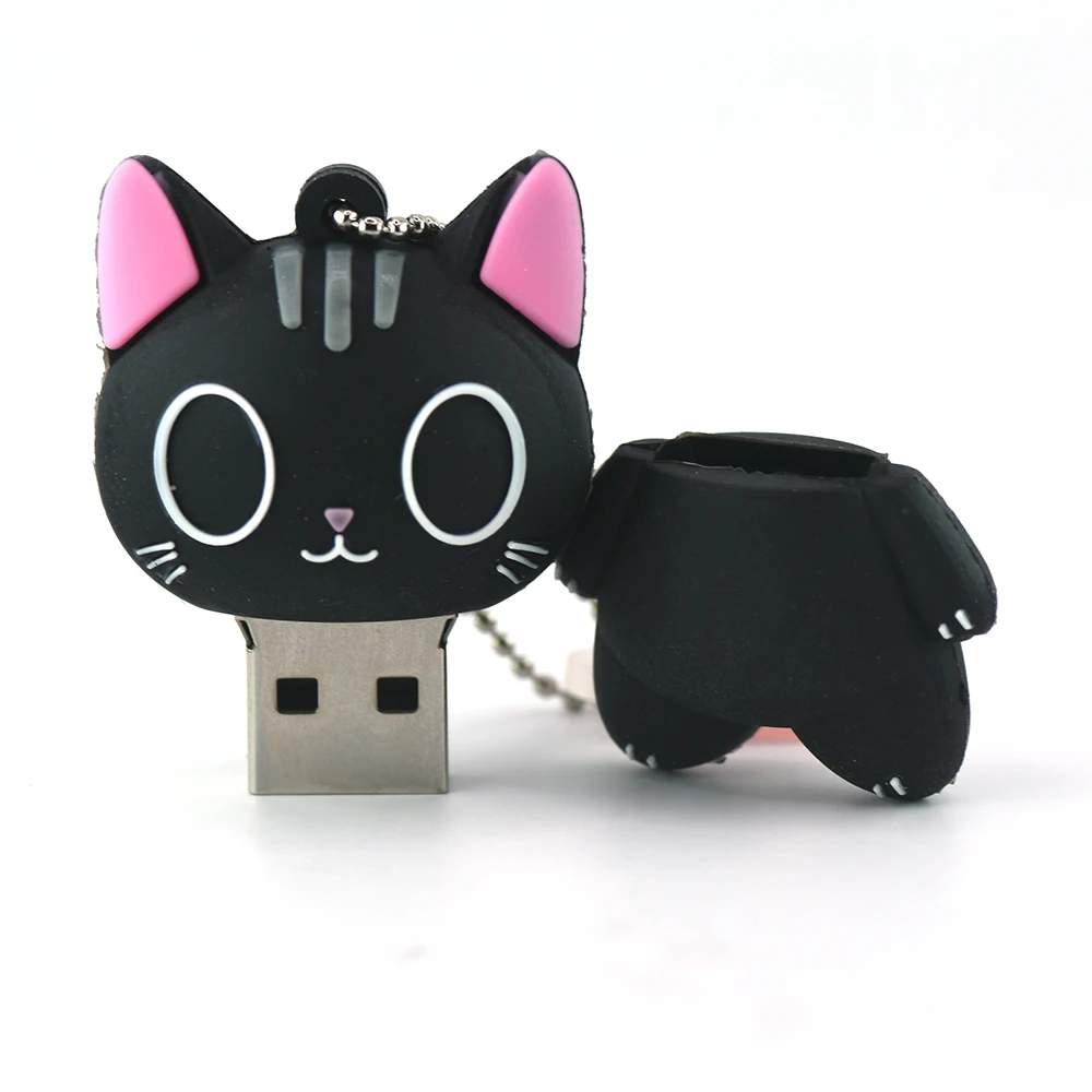 Animal black Cat usb flash drive 128GB cartoon cute kitten 4GB 8GB U disk 16 gb32gb 64GB memory stick regalo creativo pen drive