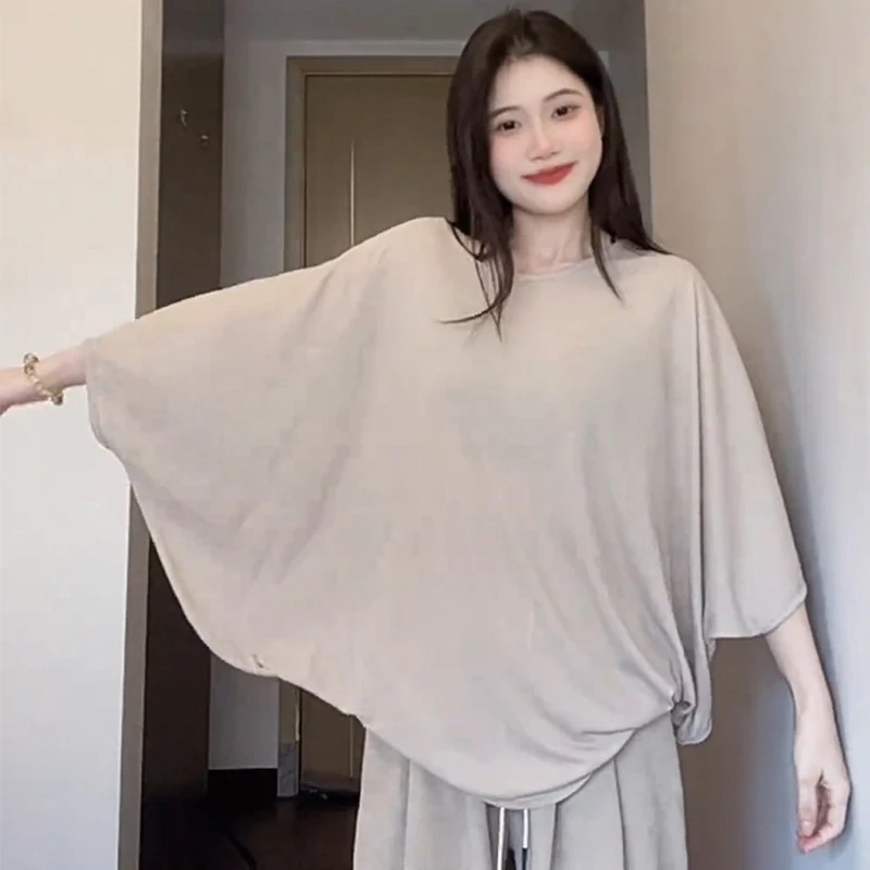 Women Plus Size Batwing 3/4 Sleeve Tops Spring Summer Lazy Casual T‑Shirt Elegant Relaxed Fit Blouse For Curvy Women Up To 150KG