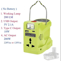 A32T-200W Li- Battery Inverter LED Work Lamp USB Power Bank For Ryobi 18V Li- Nickel Battery P102 P103 P104 P107 P108