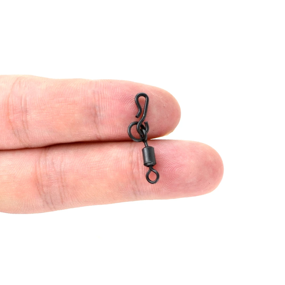 Hirisi AG147 20Pcs Carp Fishing Swivels Matt Black Quick Change Snap Swivels with Solid Rings Terminal Tackle for Carp Rigs view 2
