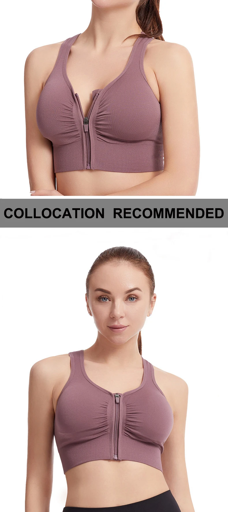 CZGUKE Damen Sport-BH mit Reißverschluss, Plus Size, stoßfester BH, Damen Yoga-Lauf-Fitness-BH, Damen-Unterwäsche – Detail 3
