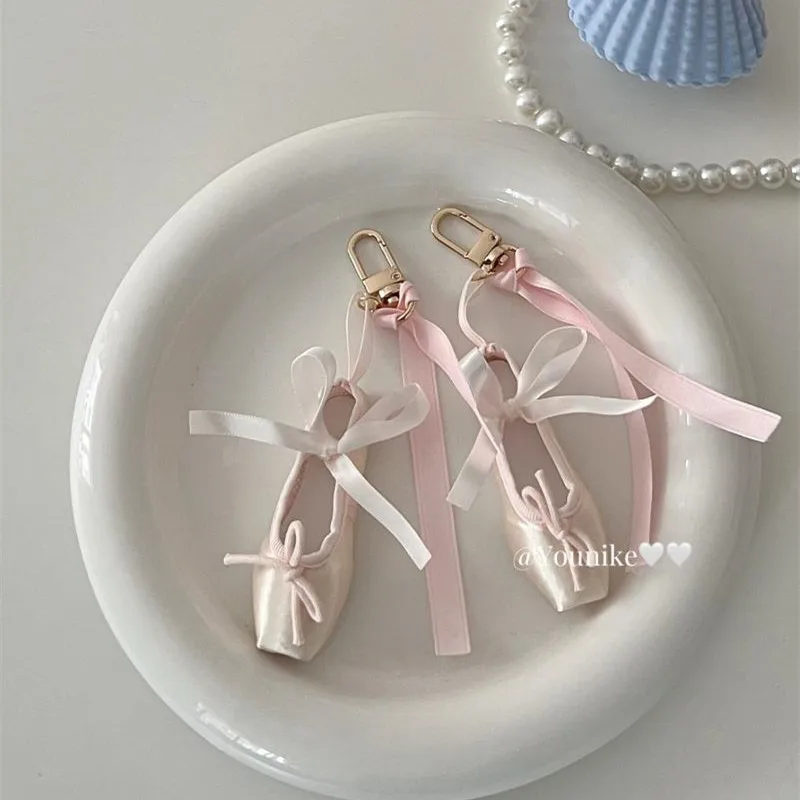 Ins Elegant Three-Dimensional Ballet Shoes Backpack Pendant Sweet Girl Small Group Hand Made Keychain Exquisite Birthday Gift