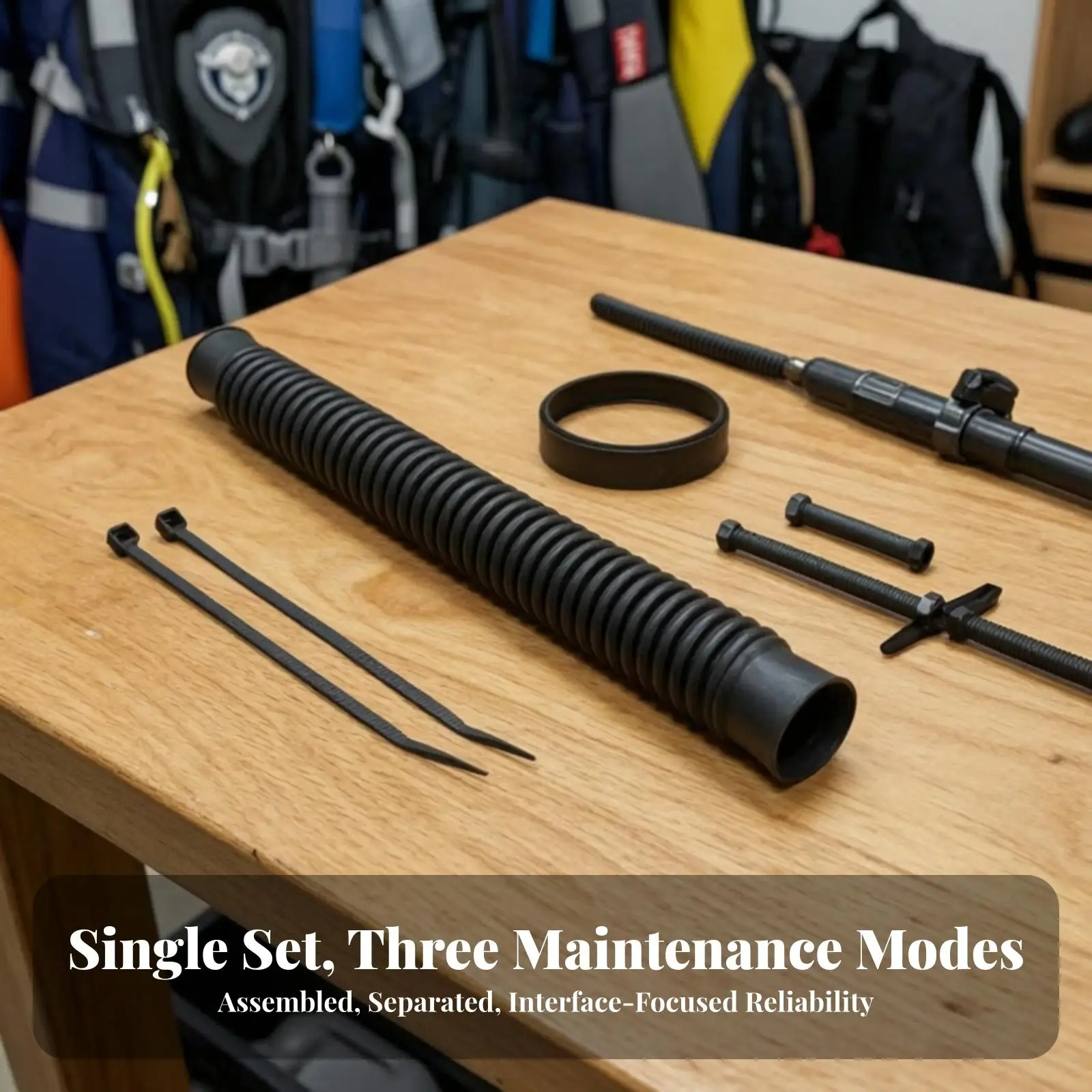 diving-regulator-hose-connector-with-threaded-locking-ring-flexible-corrugated-tube-for-buoyancy-control-device-scuba