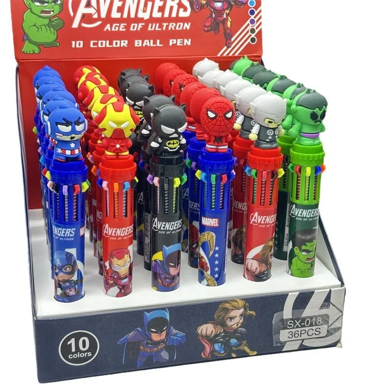 Imagem -02 - Creative Marvel 10 Colors Gel Pen Cartoon Hero Series 0.7 mm Ball Pens Promotional Gift Office School Writing Supplies 24 Pcs