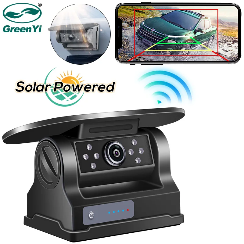 

GreenYi 5G WiFi HD Solar Car Camera 100M Magnetic Base Wireless AI Blind Spot Alarm Backup For Bus Van Truck RV Front Rear View