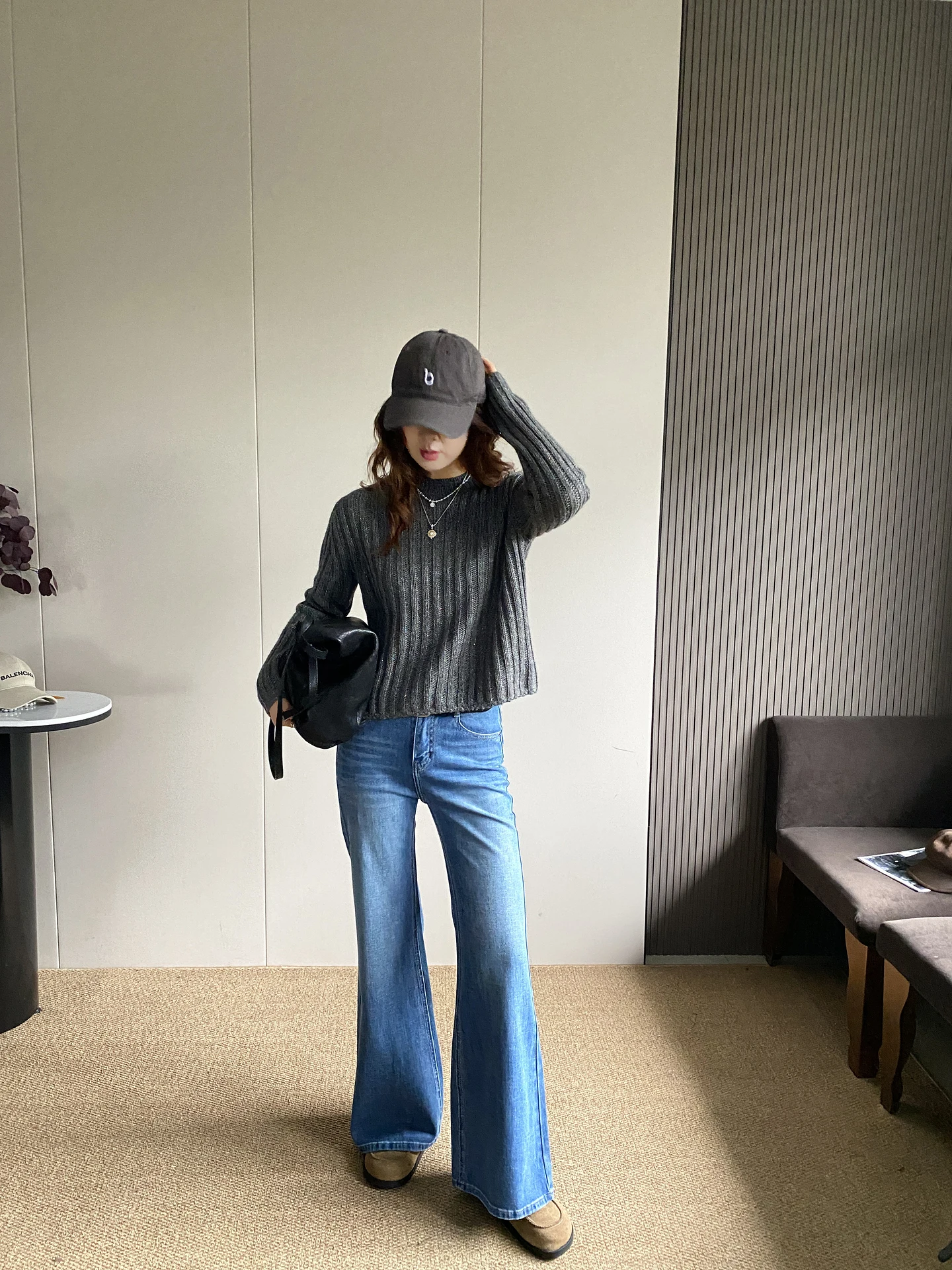 ハイウエストフレアジーンズ レディース 春2026新作 ルーズフィット スリミング 伸縮性 フロア丈 ベルボトム カジュアルデニム