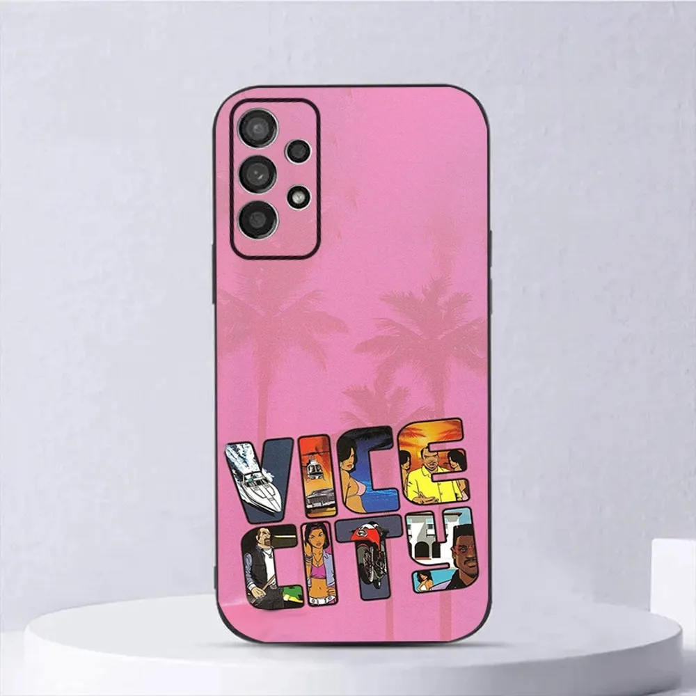 Game G-GTA 5 6 Vice City Phone Case For Samsung Galaxy A13,A21s,A22,A31,A32,A52,A53,A71,A80,A91 Soft Black Shell