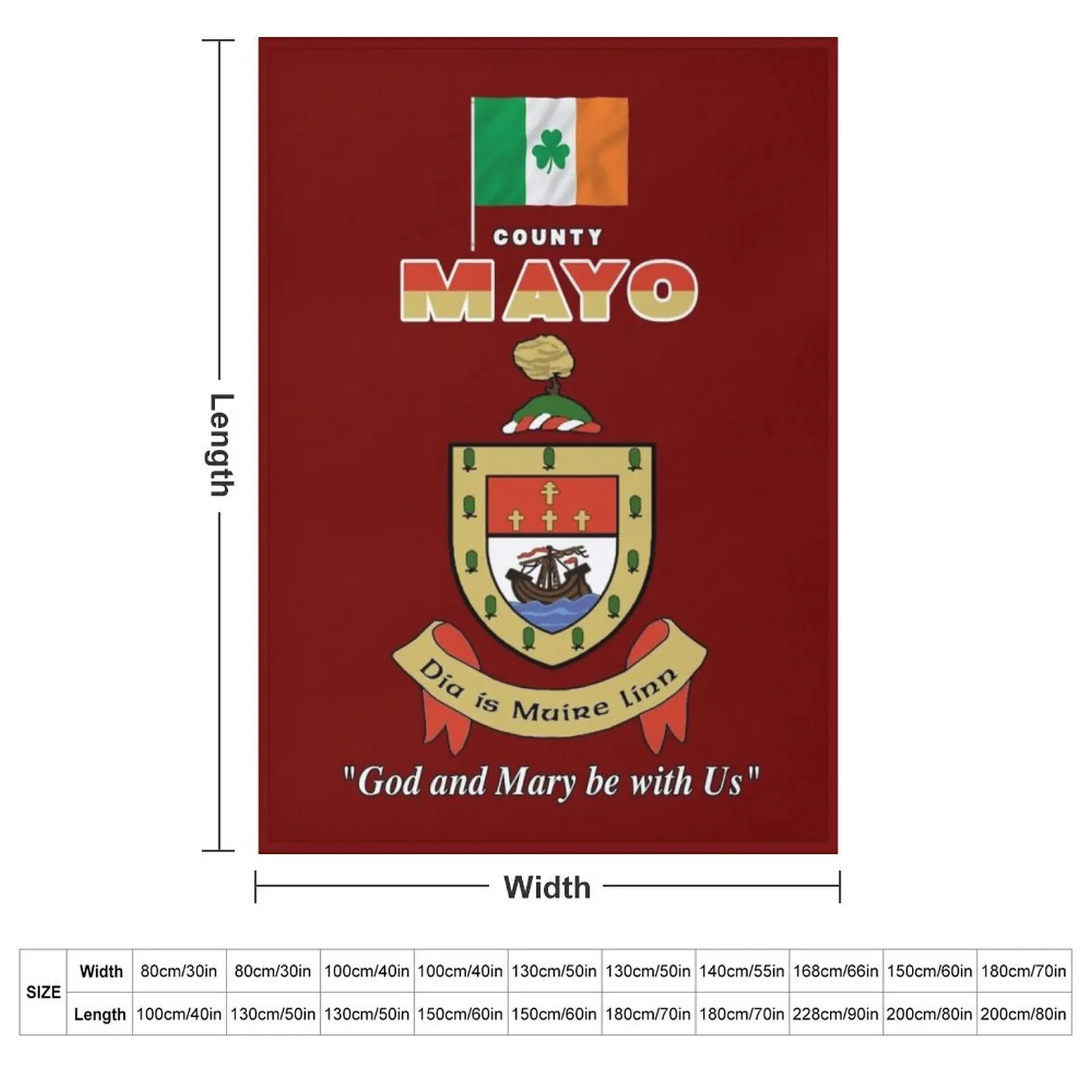 COUNTY MAYO IRELAND - OFFICIAL CREST Throw Blanket Soft Big Quilt Kid'S For Decorative Sofa Soft Blankets
