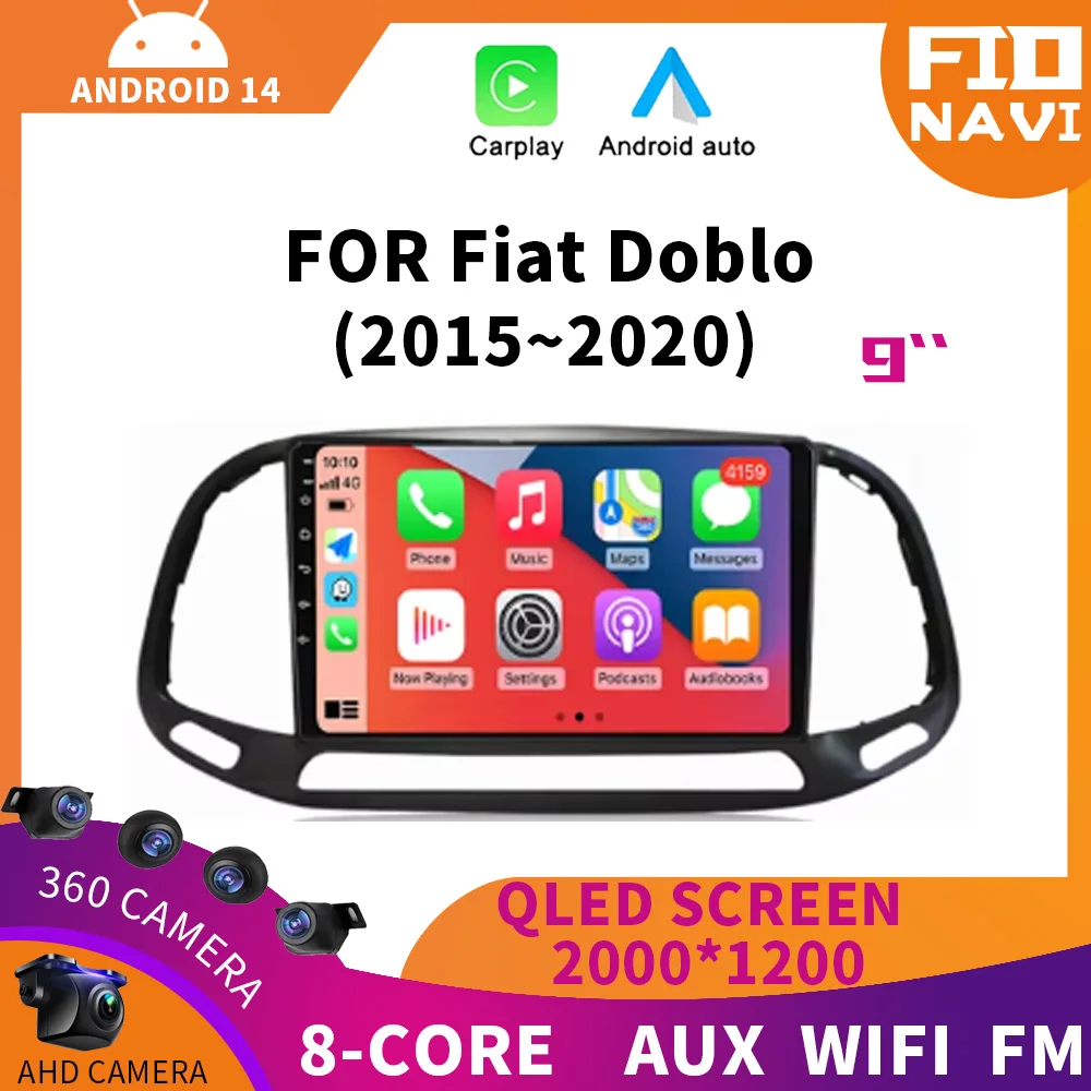 

Android 14 For Fiat Doblo 2015 2016 2017 2018 2019 2020 GPS Car Radio Multimedia Video Player Stereo Navigation Wifi 360 Camera