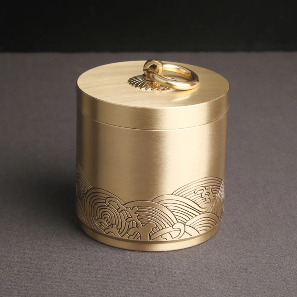 

Brass Ashtray Carved Cloud Pattern Lidded Design Home Use Desktop Cigarette Holder Decorative Ashtray Container For Living