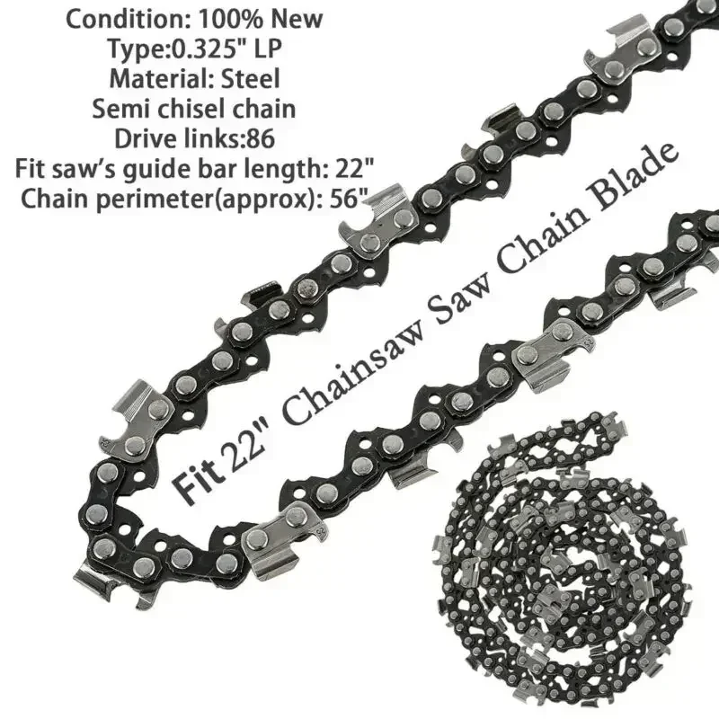 22 Inch Chainsaw Semi Chisel Chain For Sears 0.325in LP .058 Gauge 86DL Drive Link Chainsaw Saw Chain Blade For Cutting Wood NEW