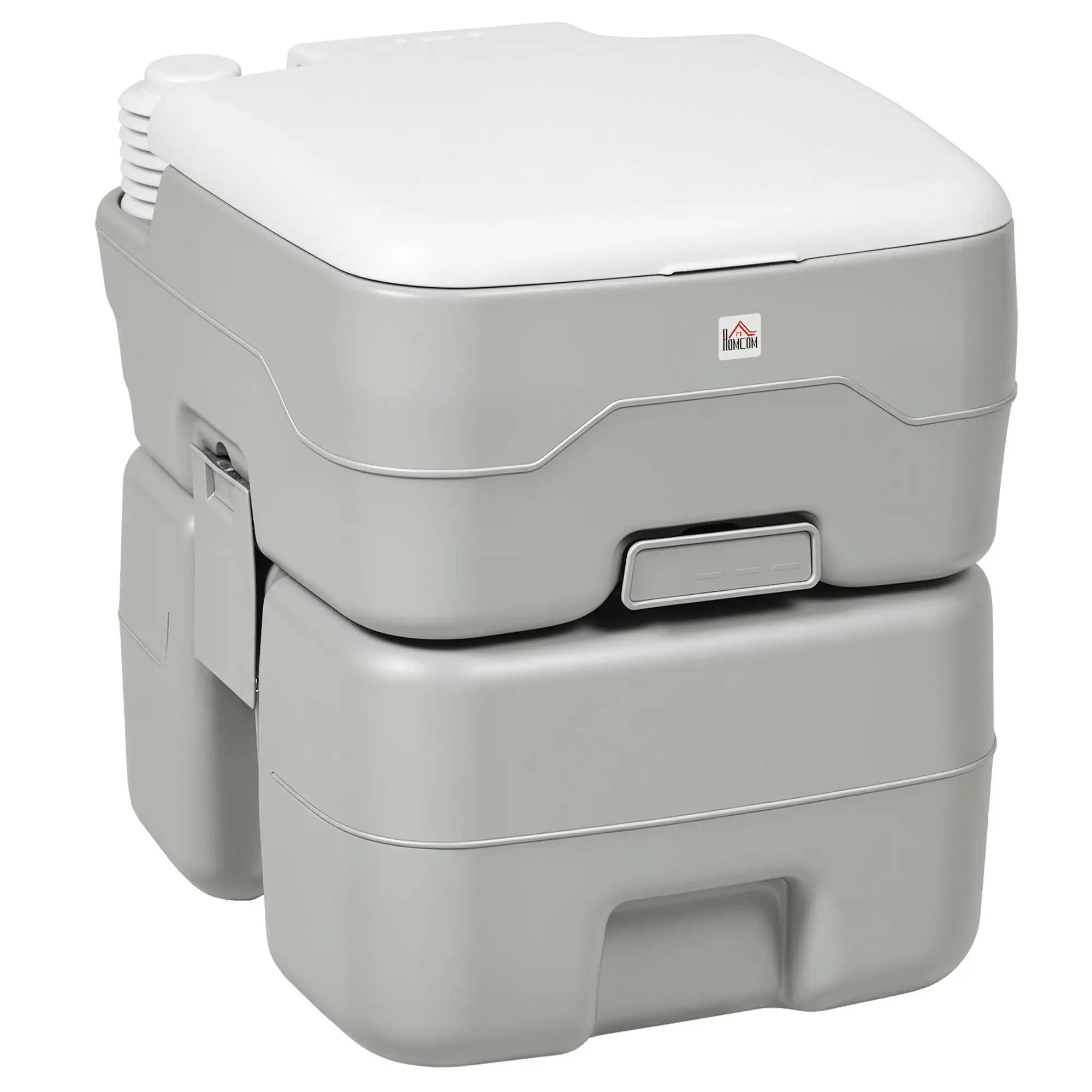 Inodoro Portátil de 20L con Tanque de Aguas Residuales para Camping, Viajes, Caravana, Barco, Personas Mayores, HDPE Gris, Capacidad de Carga de 147 kg, 41.5x36.5x42 cm