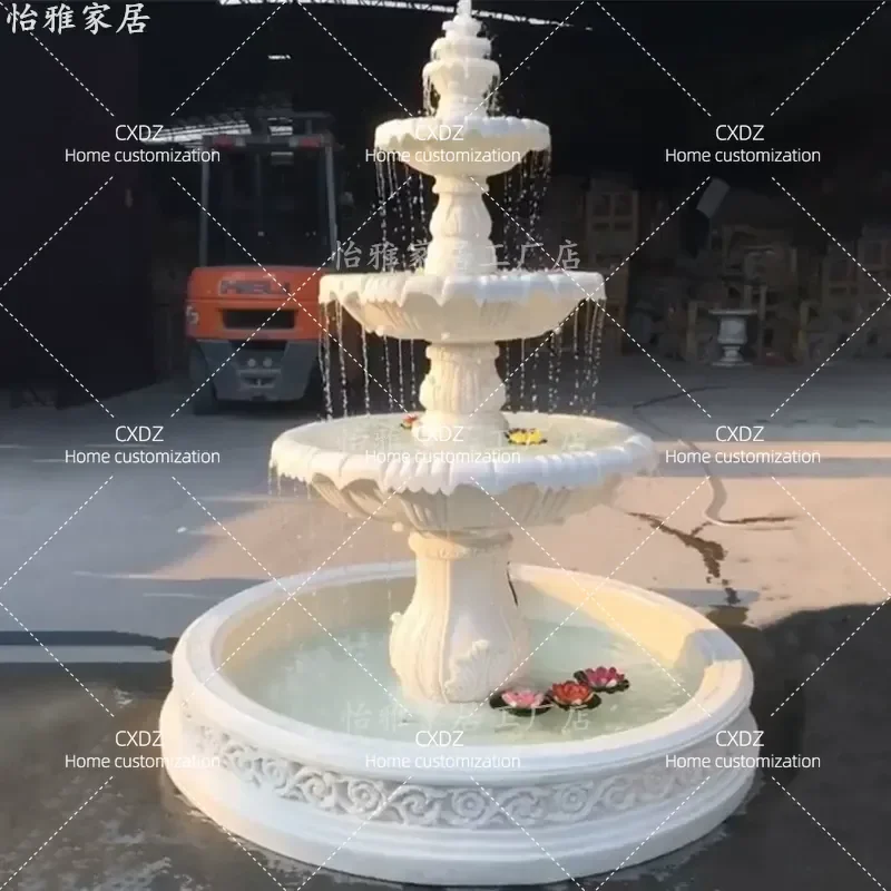 European Style Three Tier Wedding Fountain Ornament Large Courtyard Fish Pond Flowing Water Landscape Wishing Well Sculpture