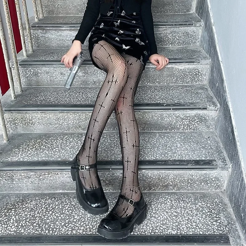 ロリータ-女性のためのキュートでセクシーなタイツ,ゴシックパンクスタイル,アニメ,ブラック