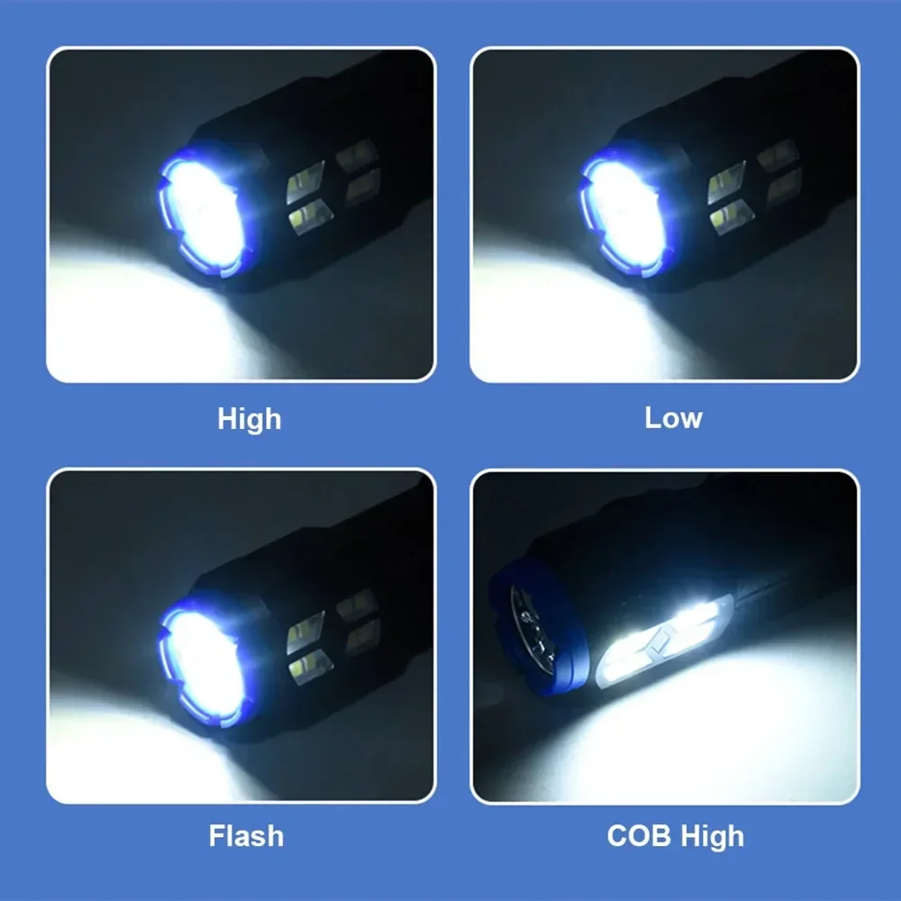 Mini EDC 3*Xpg LED  Professional Lighting Powerful Torch Type-C Rechargeable Side Camping Light ABS LED Flashlight