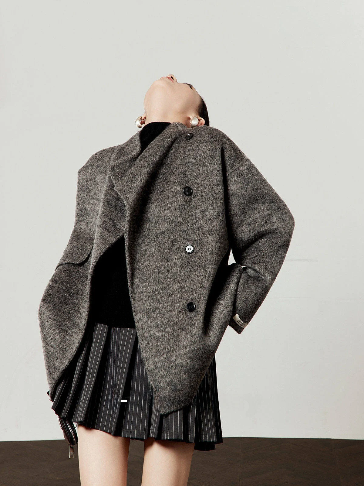 

Шерстяное пальто женское весна 2026: новинка, воротник-стойка, повседневный стиль, универсальное, для работы и отдыха, шикарное, деловое, кэжуал, верхняя одежда