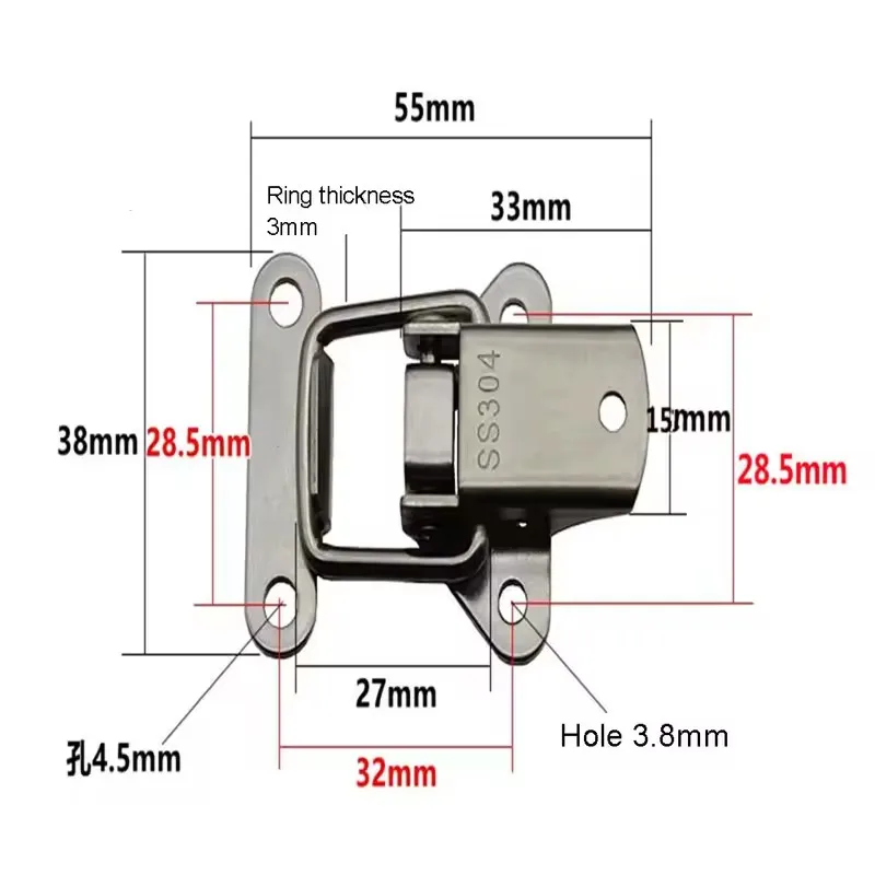 4Pcs Stainless Steel Cabinet Latch Hasp Toolbox Toggle Lock Hasp Toggle Latch Mini Clamps Box Clasp Buckle Trunk Latch Catches image 2