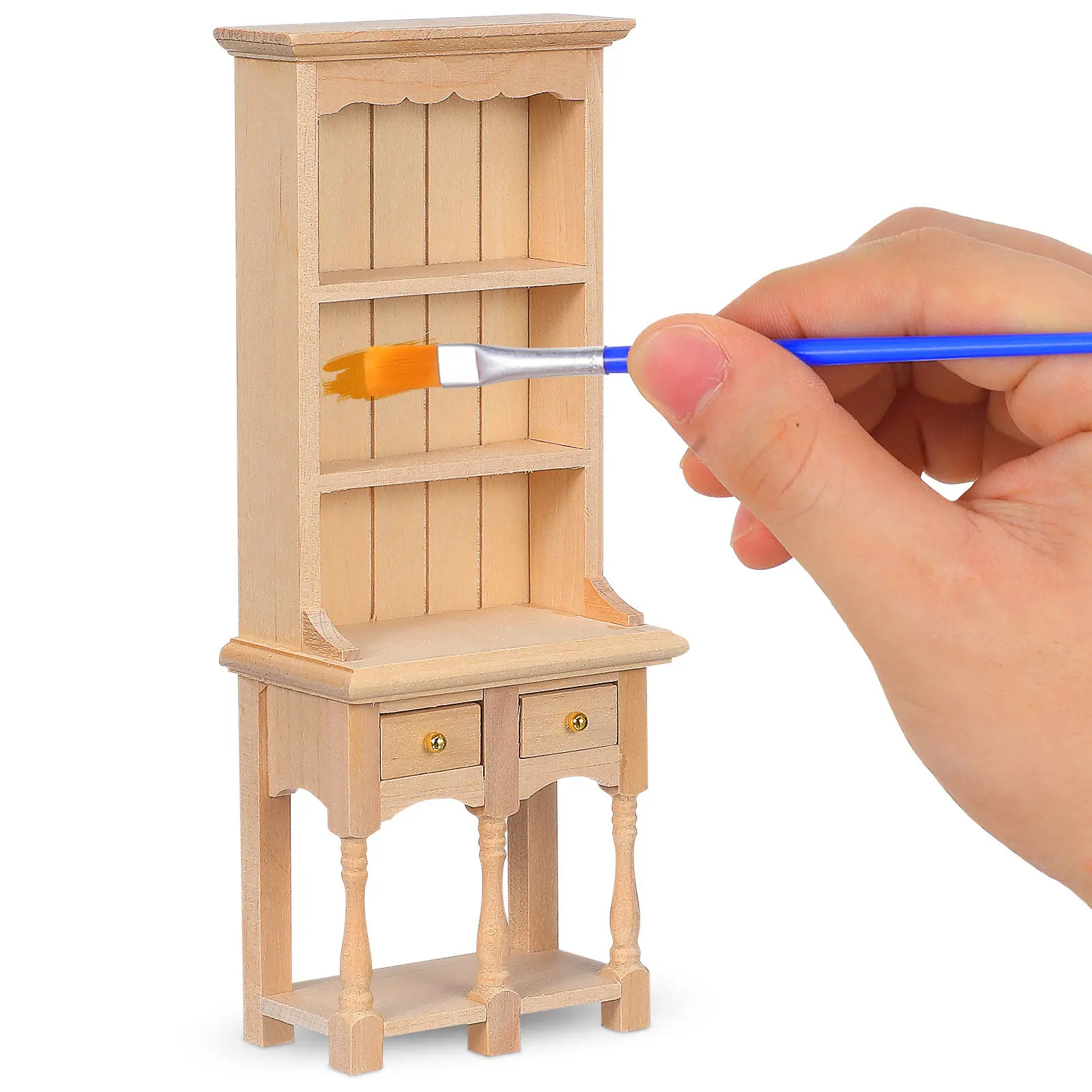 

Миниатюрный деревянный шкафчик-стеллаж для книг, яркий декоративный шкаф для кукольного домика