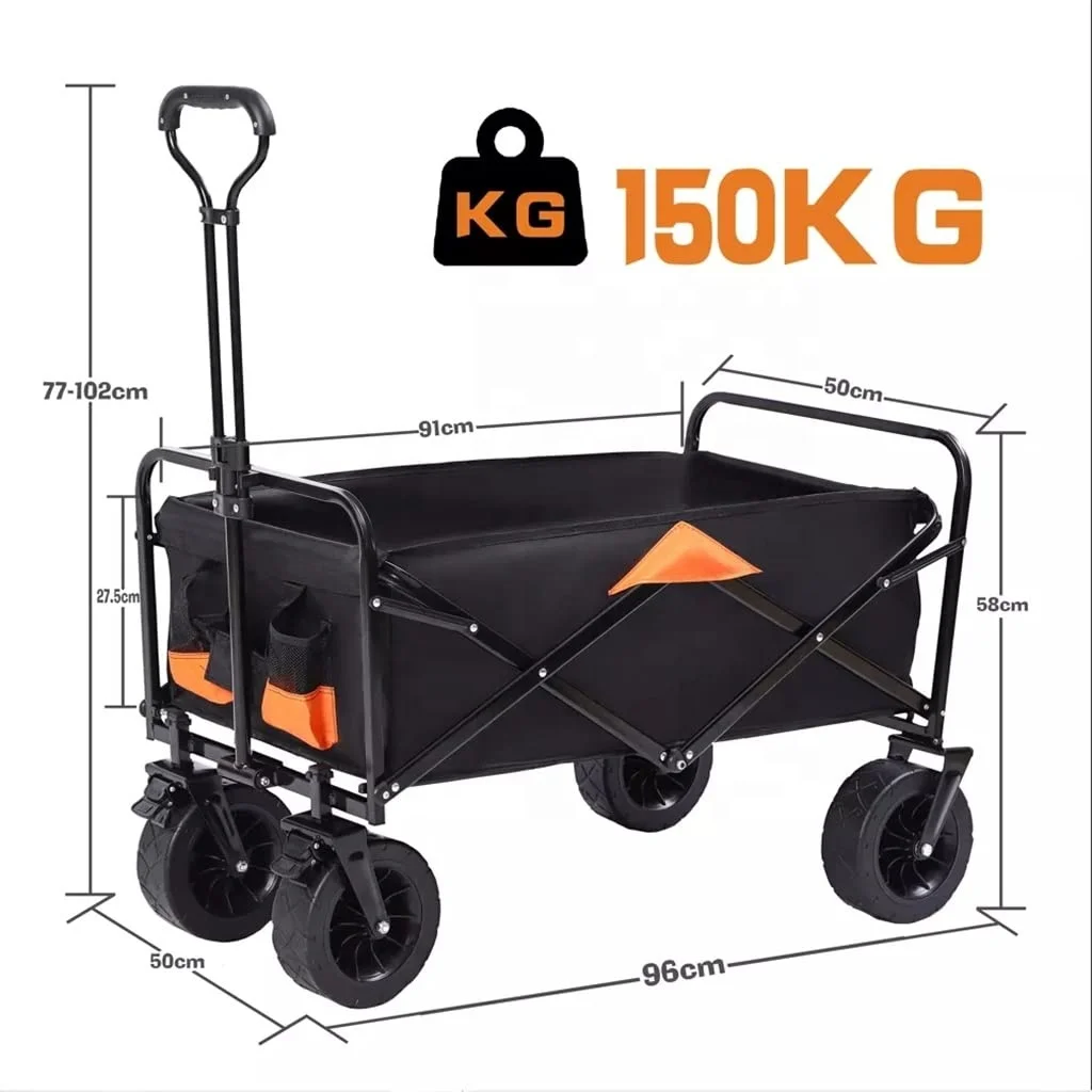 Camping Beach Garden Durable Handle Folding Wagon Cart Heavy Duty Collapsible Outdoor Utility Wagon With Table