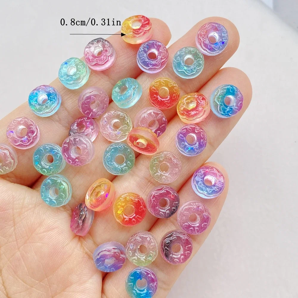 50pcs Resin Mini Colorful Donuts Figurines Flat back Scrapbook DIY Halloween Decor Nail Art Crafts