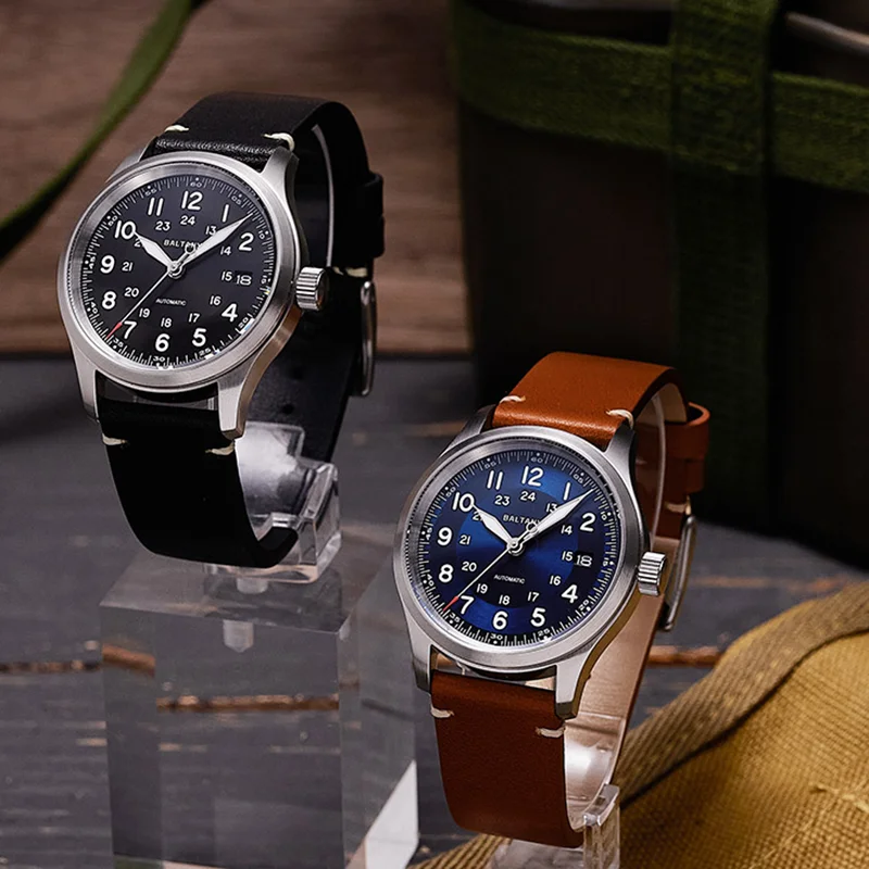 Classic Army Field Watches Baltany S S2049 Date NH35 Movement Sapphire Lens 10Bar Waterproof Luminous Auto Mechanical Man Watc
