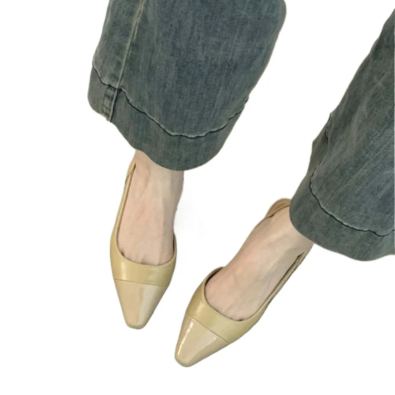 

New style pointed toe low heel women sandals non-slip flat shoes Brand luxury designer fashion PU leather design ladies summer