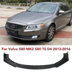 For Volvo S80 MK2 3Pcs Car Front Bumper Lip Spoiler Splitter Diffuser Stinger S80 T5 D4 2013-2016 End-facelift Bodykits Tuning