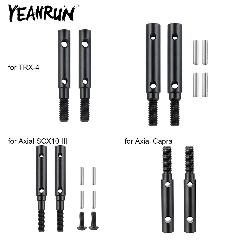 Yeahrun-ハードスチールフロントおよびリアポータルスタスタブアクスルドライブギアシャフト、TRX-4同軸axi03004、capra scx10 iii 1:10 rc、2個用カーパーツ