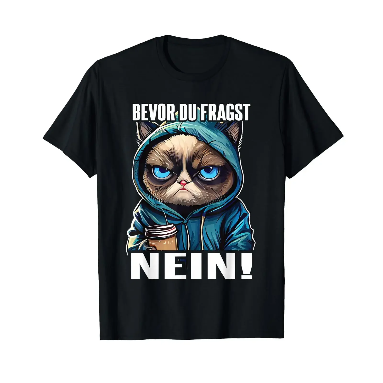 T-Shirt mit deutschem Text „Ich Bevor Du Fragst Nein“, Vintage-Look, gewaschen, lässig, weich, Streetwear, leichtes Oberteil für den Alltag.