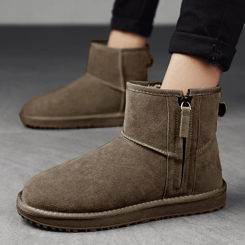 CYYTL Fur Warm Mens Winter Shoes Snow Boots Casual Leather Platform Ankle Outdoor Sport Hiking Luxury Designer Cowboy Sneakers