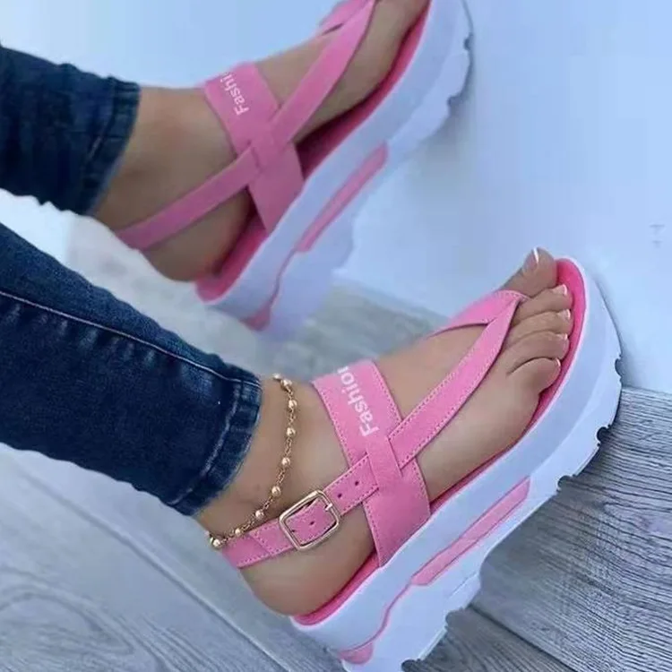 2022 Fashion Wedge Female Platform Buckle Strap Street Summer Shoes Punk Beach Wedges Women Sandals Chunky Sandalias De Mujer