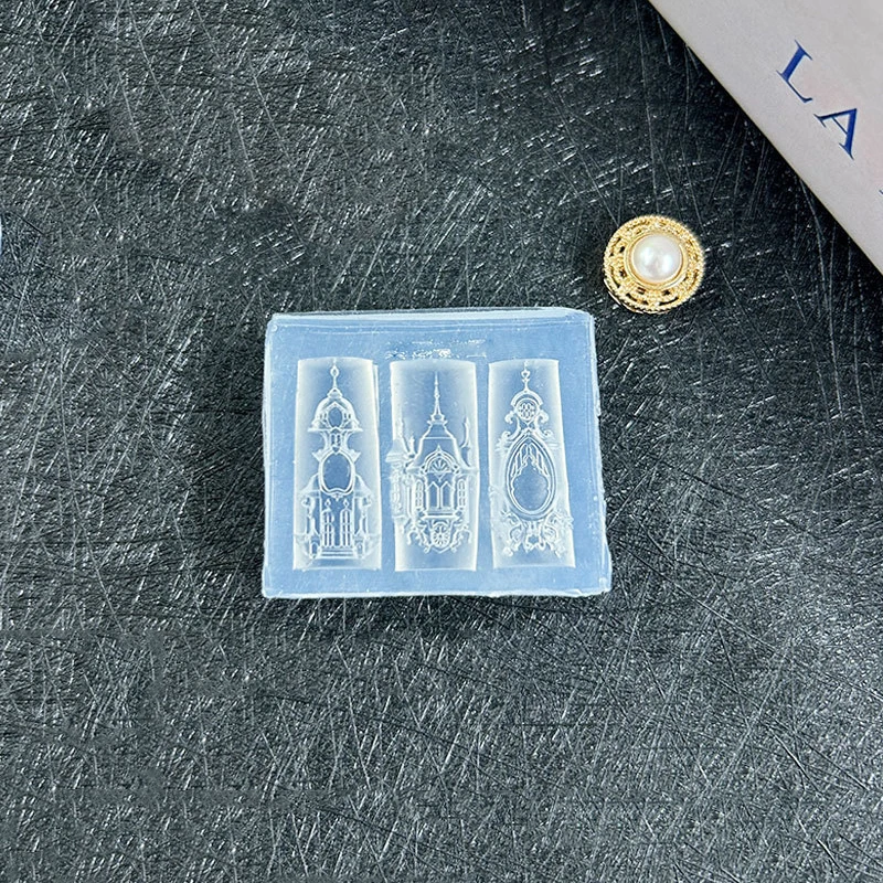 3*3.6cm Silicone Manicure Mold Church European Style Castle Church Nail Art Mold Diy Nail Art Decor Transparent Nail Template